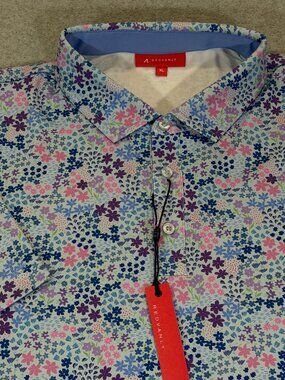 Redvanly Rhodes Floral Performance Golf Polo Shirt Atmosphere Mens XL NWT